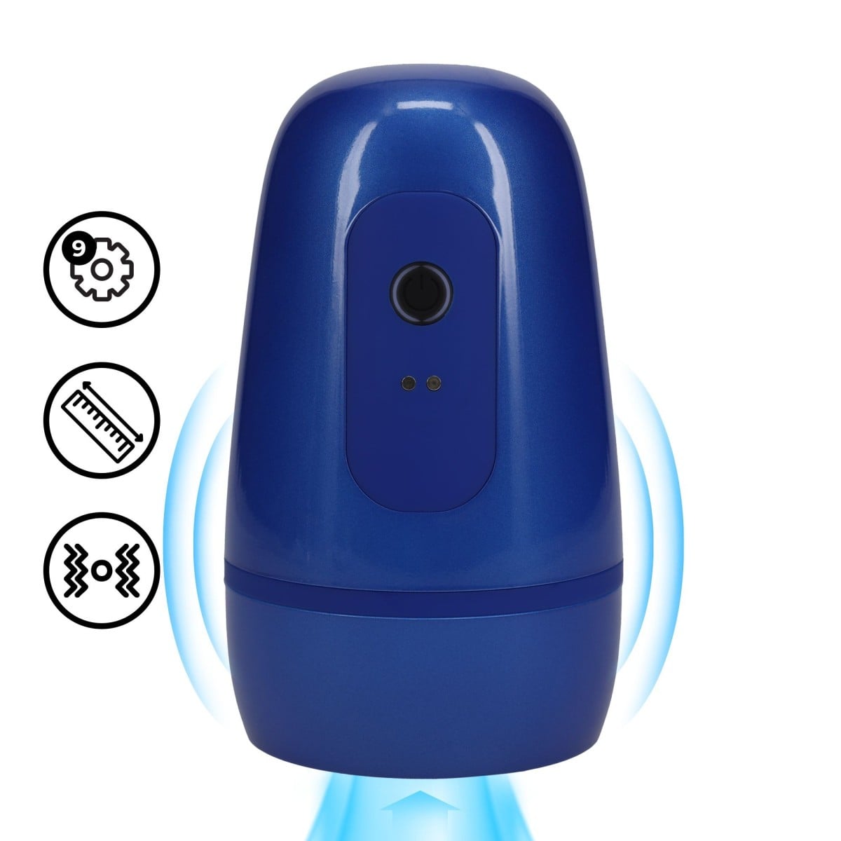 Shots Pumped Vibrobator Masturbator Pump Metallic Blue, automatický masturbátor 14,5 x 8,6 cm