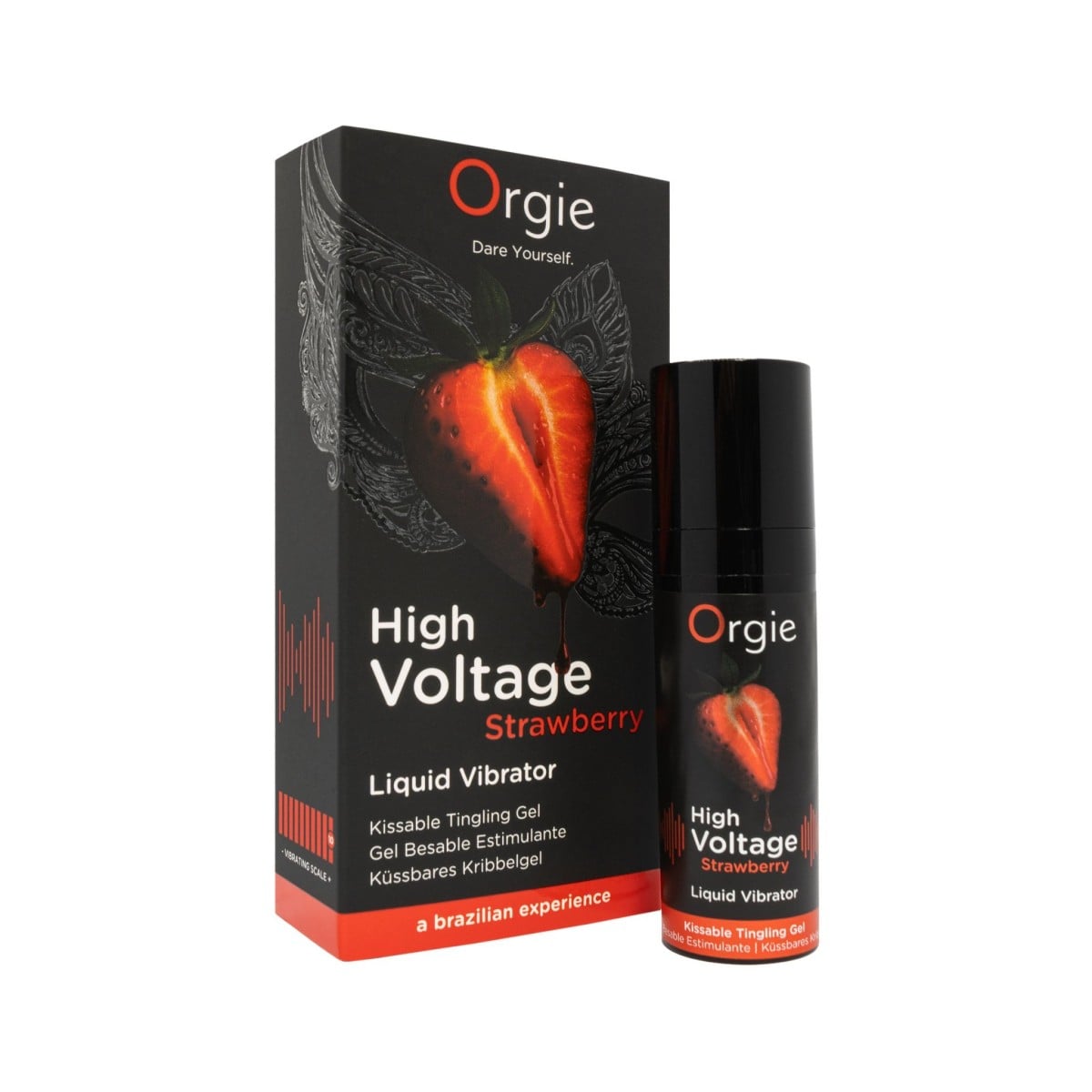 Orgie High Voltage Strawberry 15 ml, jahodový stimulační gel s extra silným vibračním efektem