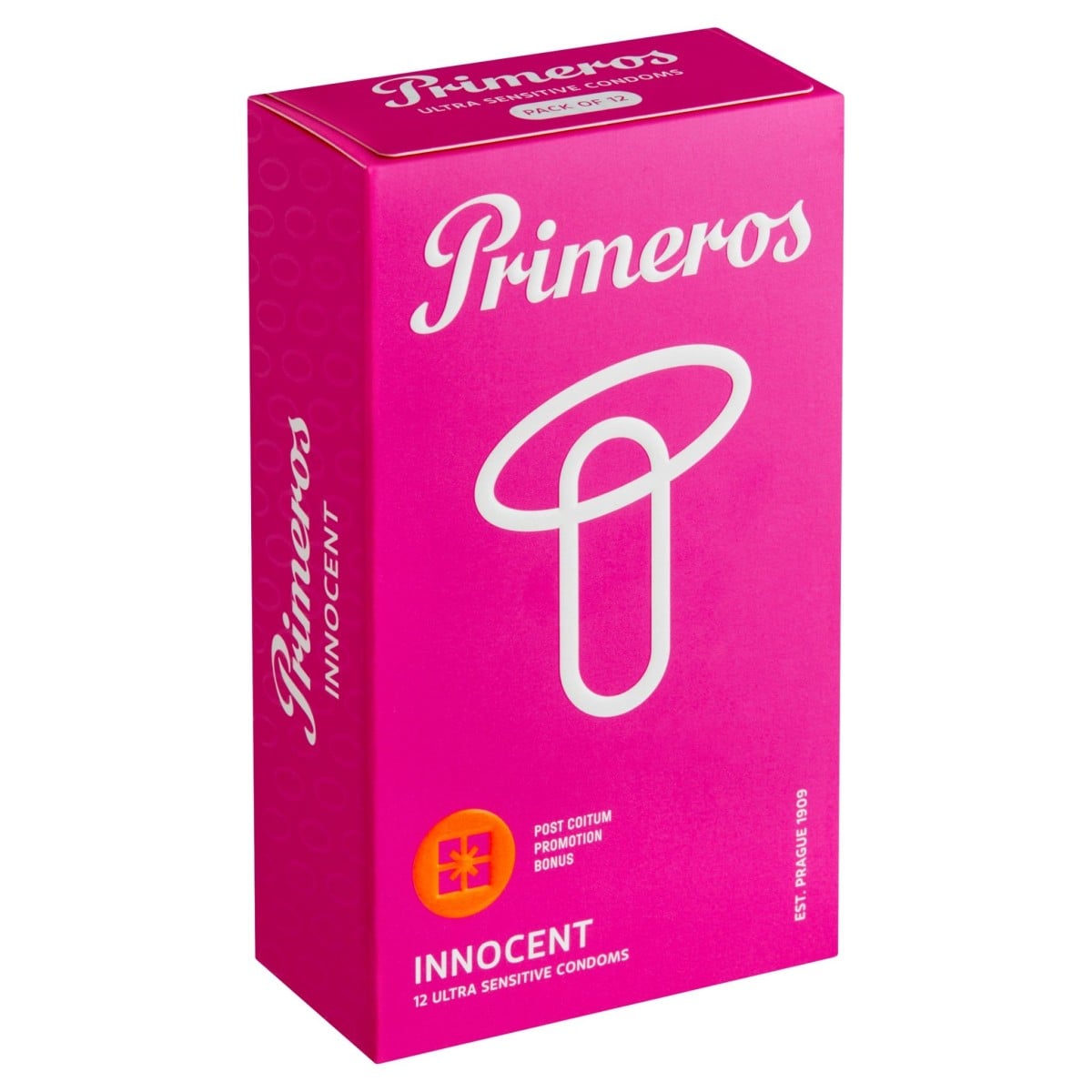 Primeros Innocent 12 ks, ultra tenké latexové kondomy s nominální šířkou 53 mm