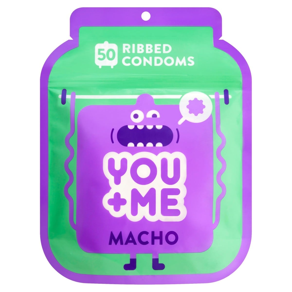 YOU+ME Macho 50 ks, vroubkované latexové kondomy s nominální šířkou 52 mm