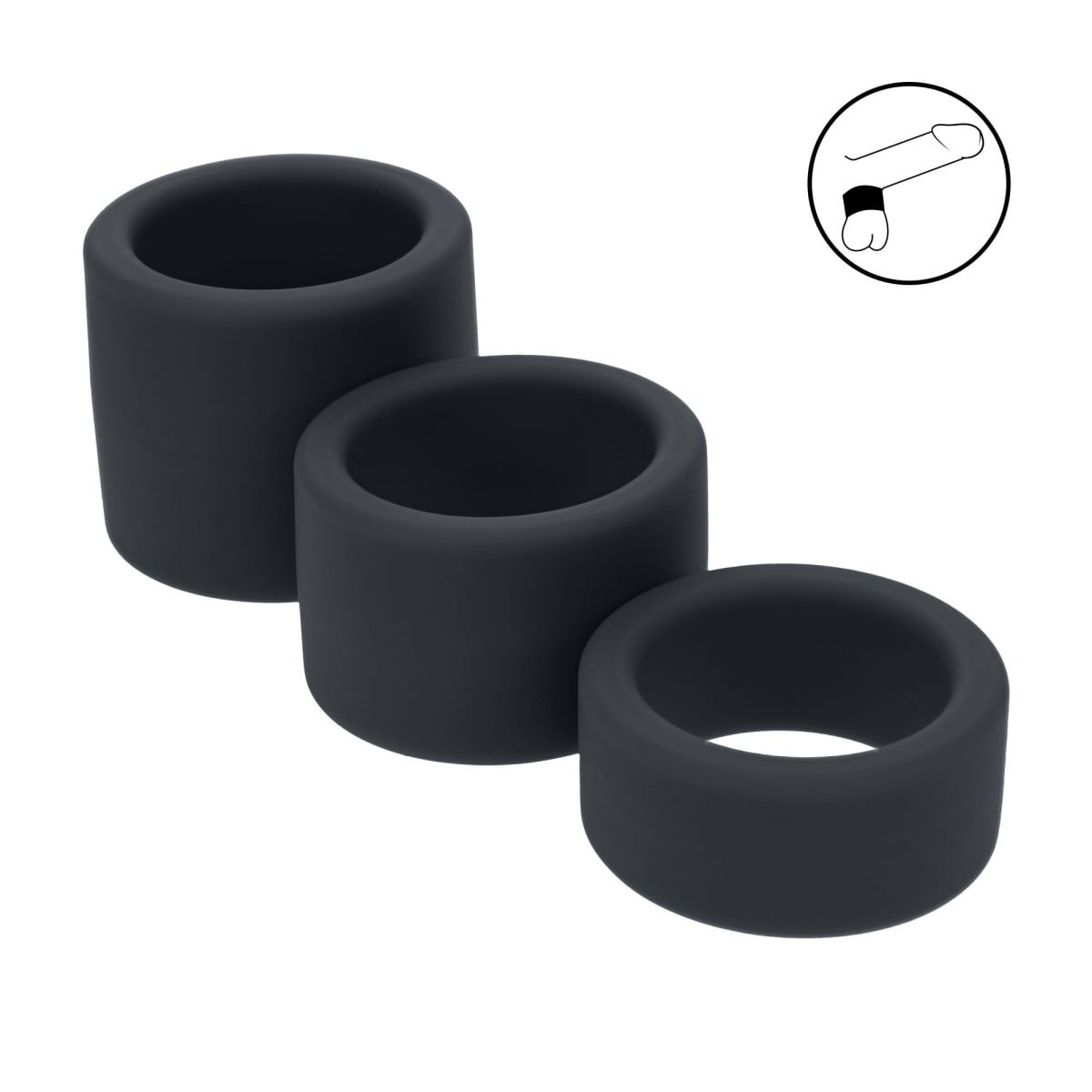 Levelz Ball Strap Set S/M/L, sada 3 silikonových natahovačů varlat