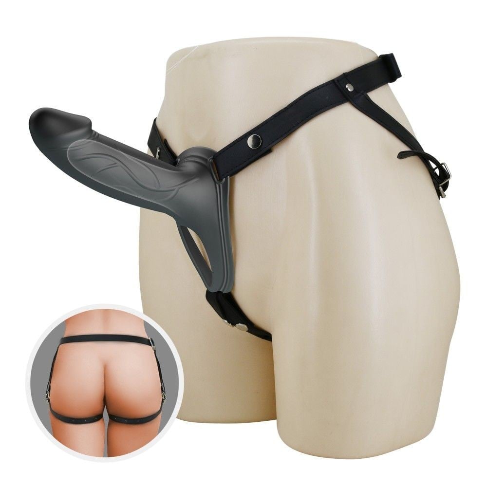 Pretty Love Landon Harness Briefs Black, unisex strap-on postroj s dildem 16,8 x 4,3 cm
