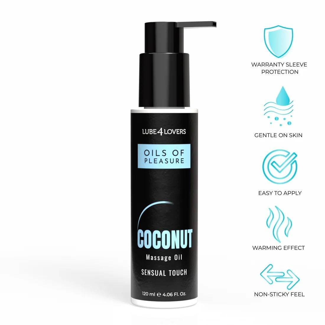 Lube4Lovers Oils of Pleasure Coconut 120 ml, masážní olej s vůní kokosu