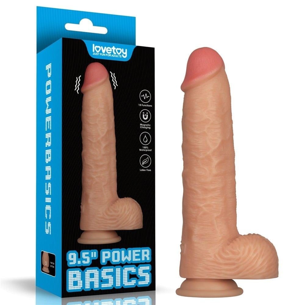 Lovetoy 9.5″ Power Basics, PVC dildo s přísavkou 24,3 x 4,9 cm