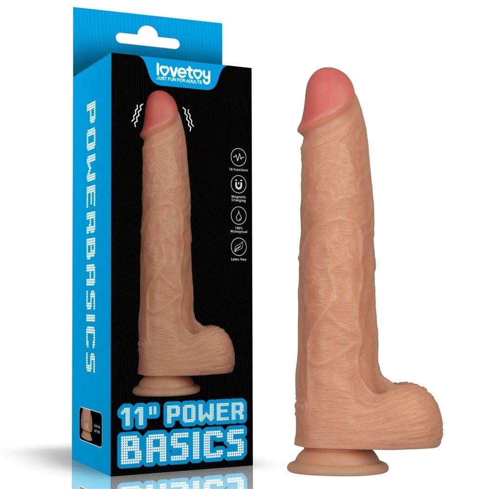 Lovetoy 11″ Power Basics, PVC dildo s přísavkou 29 x 5,5 cm