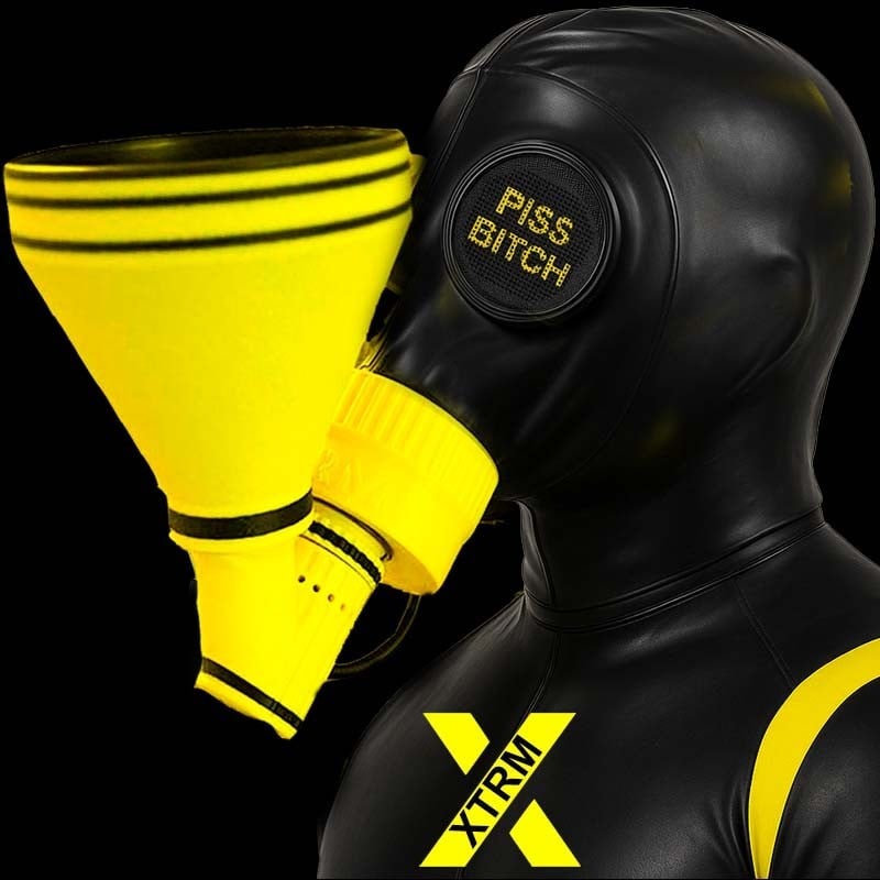 XTRM GP5 Piss Mask System with Mask žlutá 3Y, plynová maska s trychtýřem pro piss play