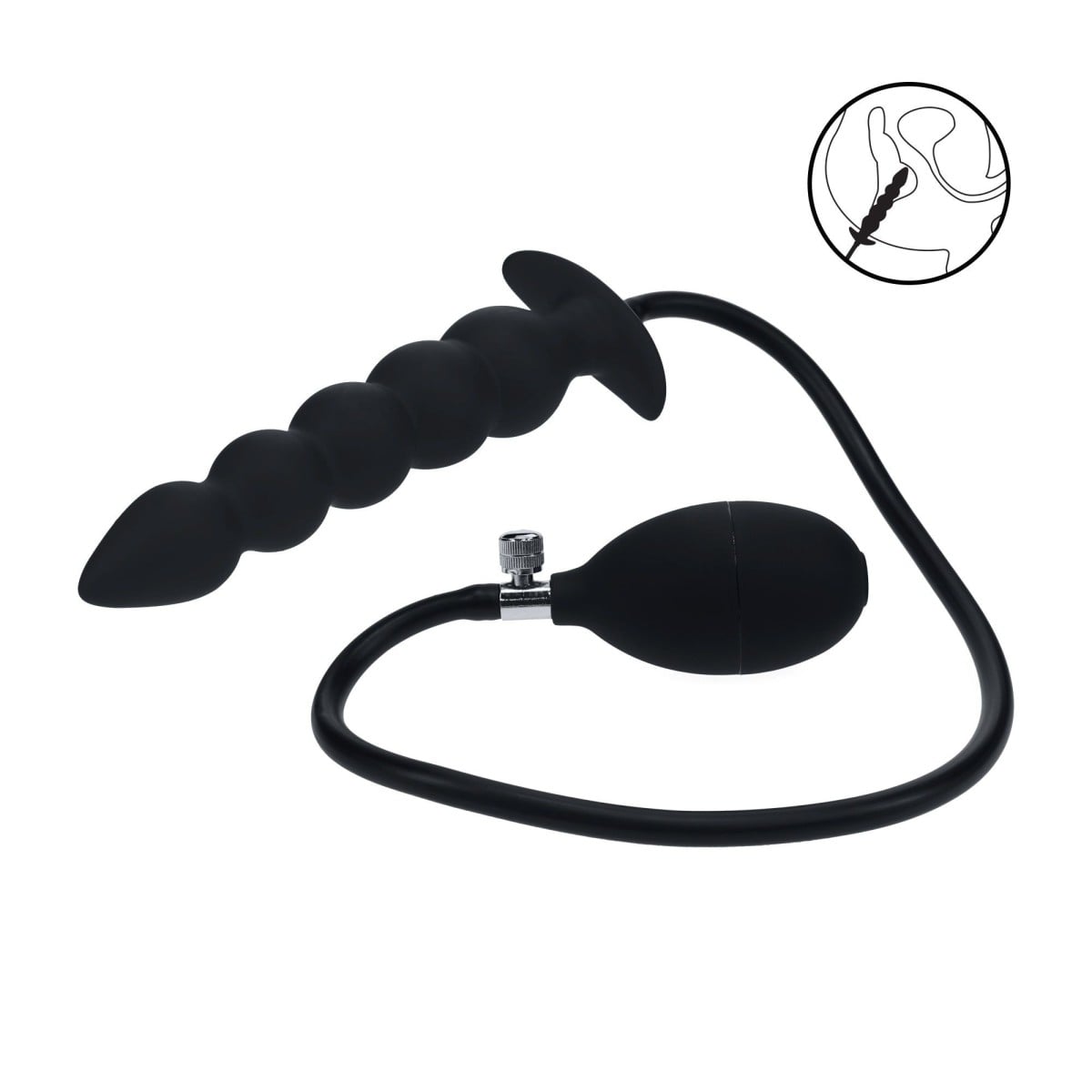 Levelz Beaded Inflatable Silicone Anal Plug, silikonové nafukovací dildo 19,5 x 3,8 cm