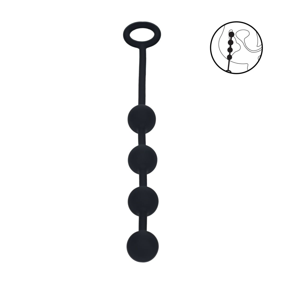 Levelz Round Silicone Anal Balls S, černé anální kuličky 23,5 x 2 cm