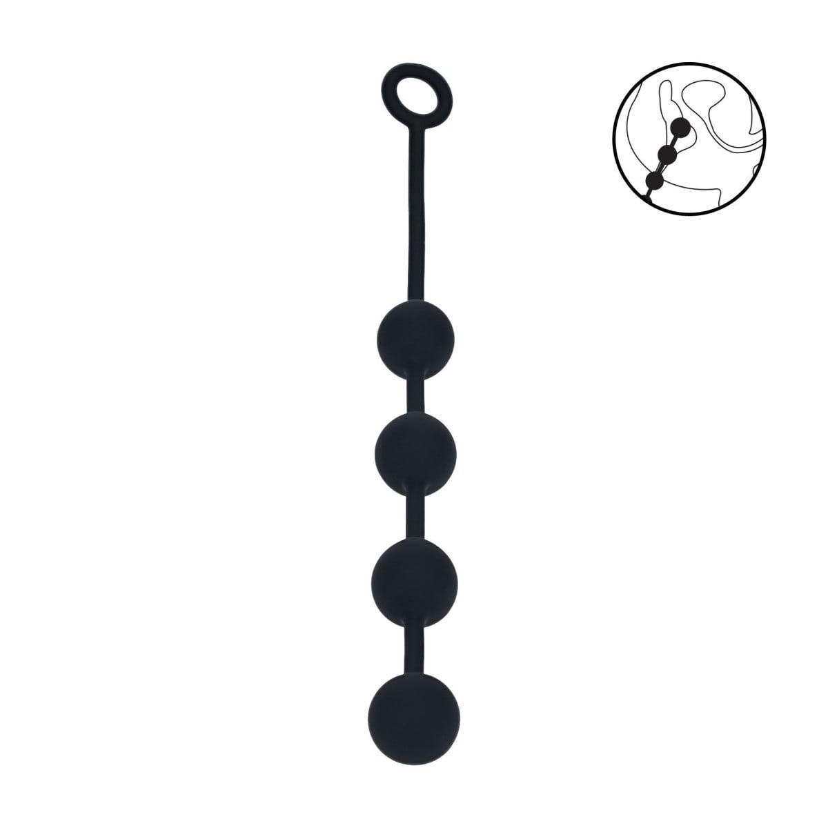 Levelz Round Silicone Anal Balls L, černé anální kuličky 42,5 x 4 cm