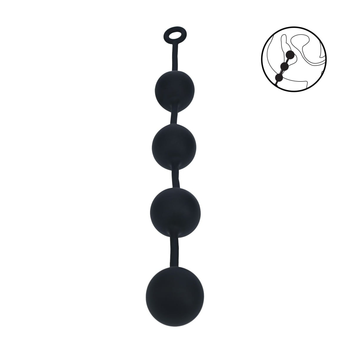 Levelz Round Silicone Anal Balls XXL, černé anální kuličky 55 x 6 cm