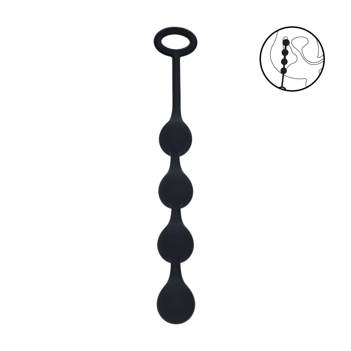 Levelz Waterdrop Silicone Anal Balls S, černé anální kuličky 24,5 x 2 cm