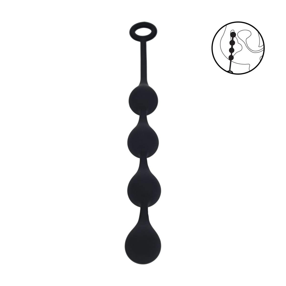Levelz Waterdrop Silicone Anal Balls M, černé anální kuličky 32,5 x 3 cm