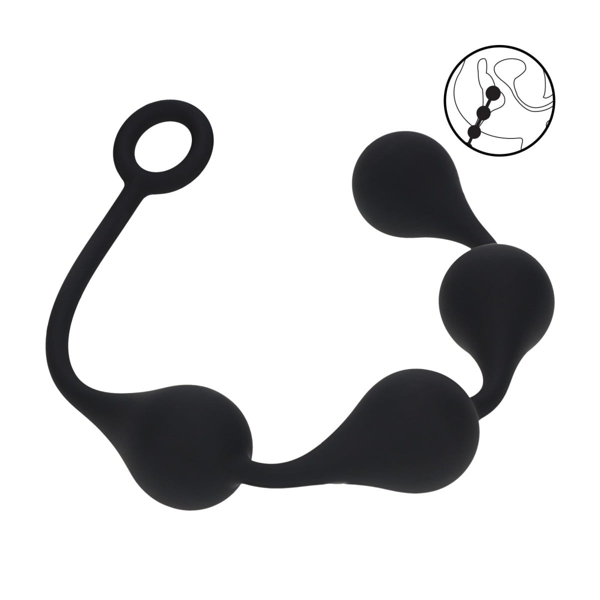 Levelz Waterdrop Silicone Anal Balls L, černé anální kuličky 41,5 x 4 cm