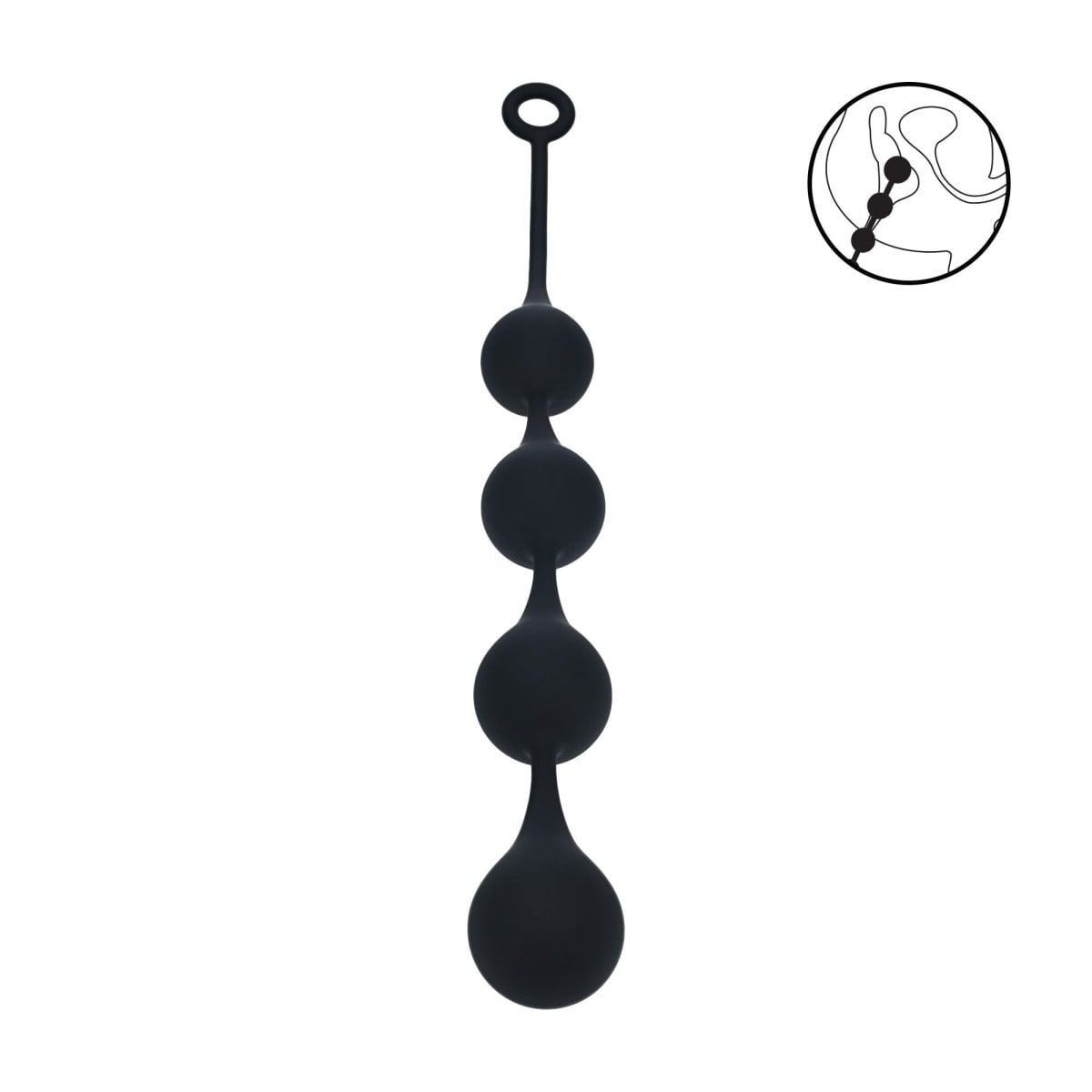 Levelz Waterdrop Silicone Anal Balls XL, černé anální kuličky 52 x 5 cm