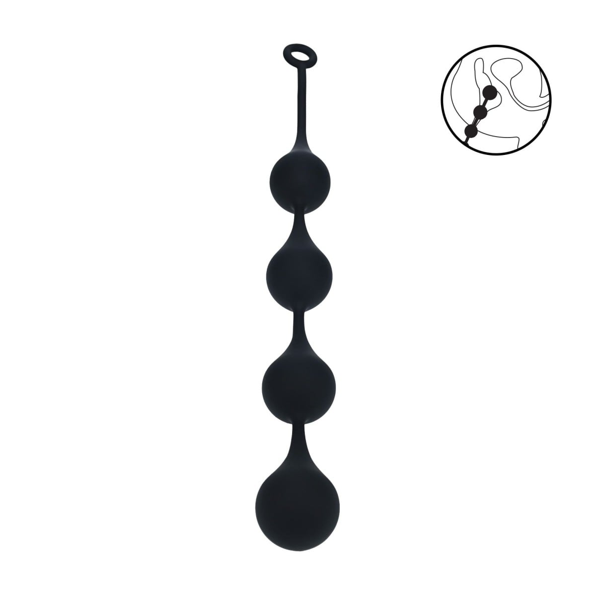 Levelz Waterdrop Silicone Anal Balls XXL, černé anální kuličky 57 x 6 cm