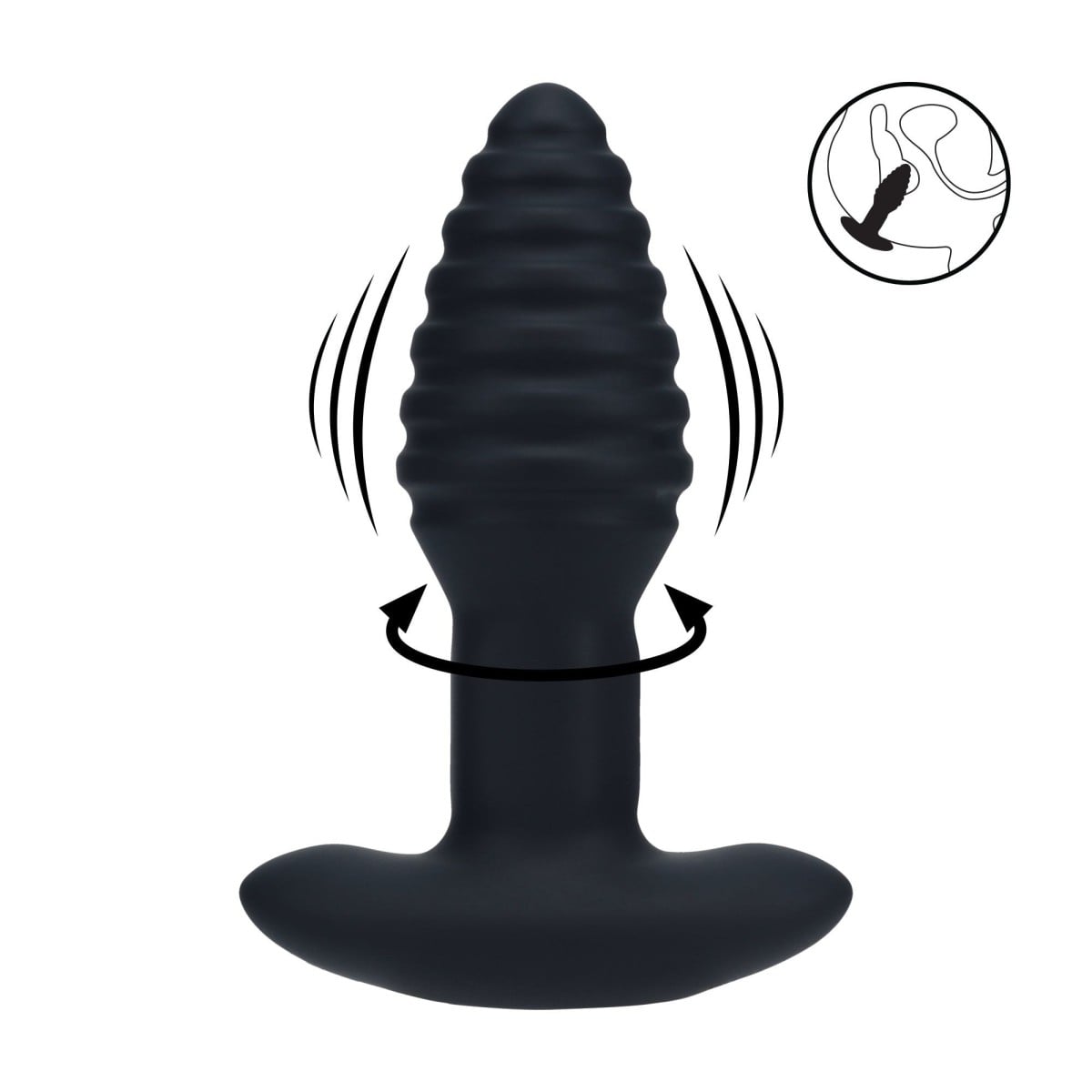 Levelz Vibrating & Rotating Ribbed Anal Plug, vibrační a rotační anální kolík 12,2 x 3,9 cm