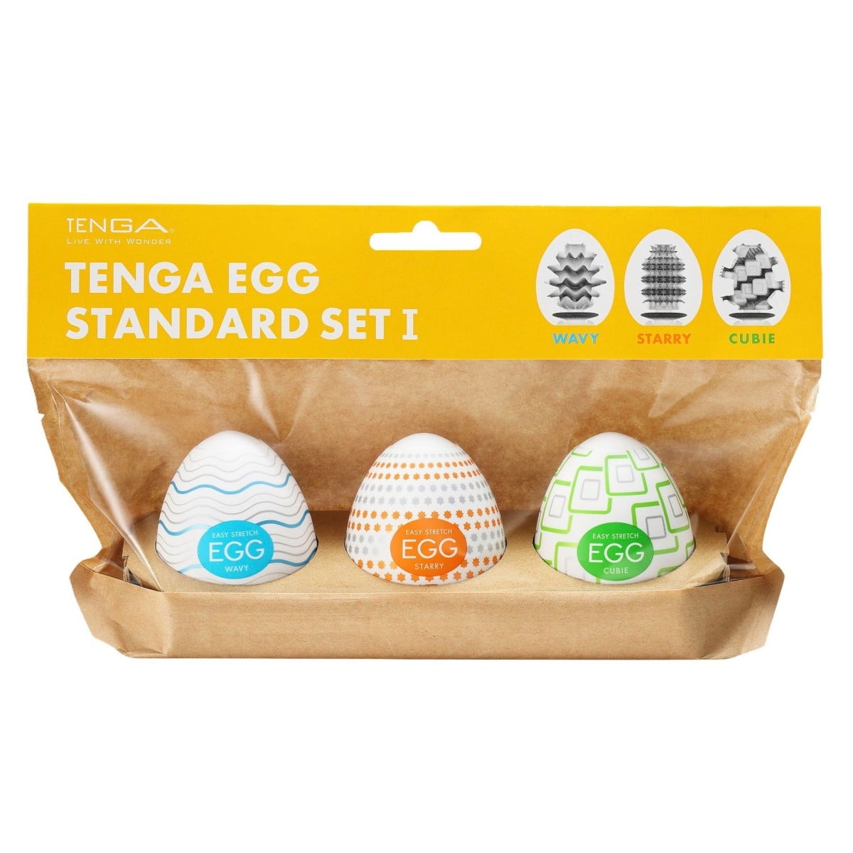 Tenga Egg Standard Set 1 – Pack of 3, 3 masturbátory se stimulační texturou