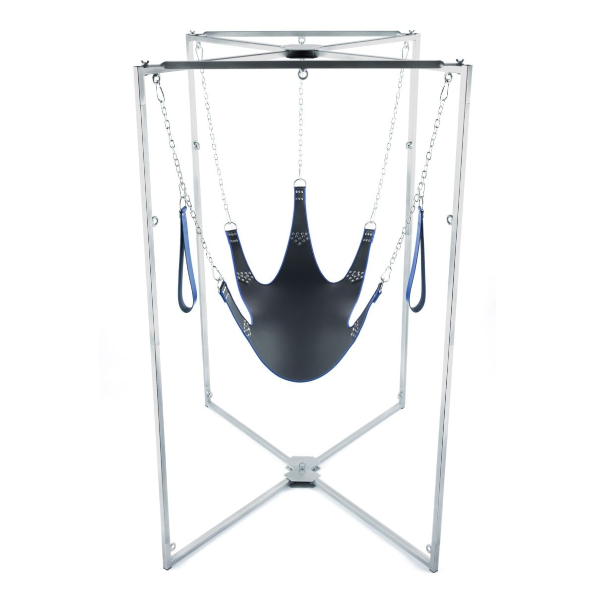 Mr Sling Complete Sling Kit Silver-Blue, erotická houpačka s rámem pro uchycení, smyčky na nohy + příslušenství