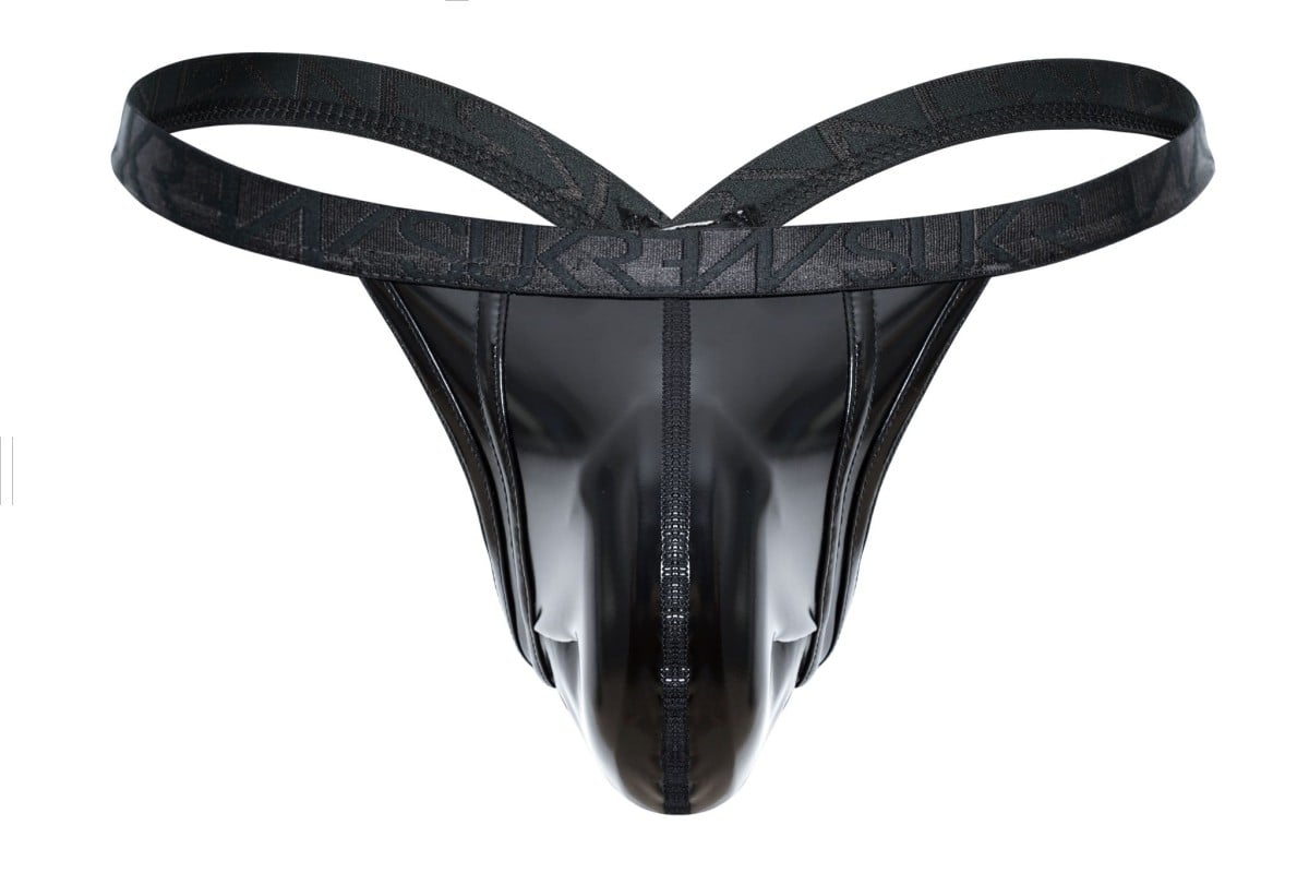 Tanga Sukrew Wet Look Bubble Thong Fetish Black S, pánská lesklá tanga