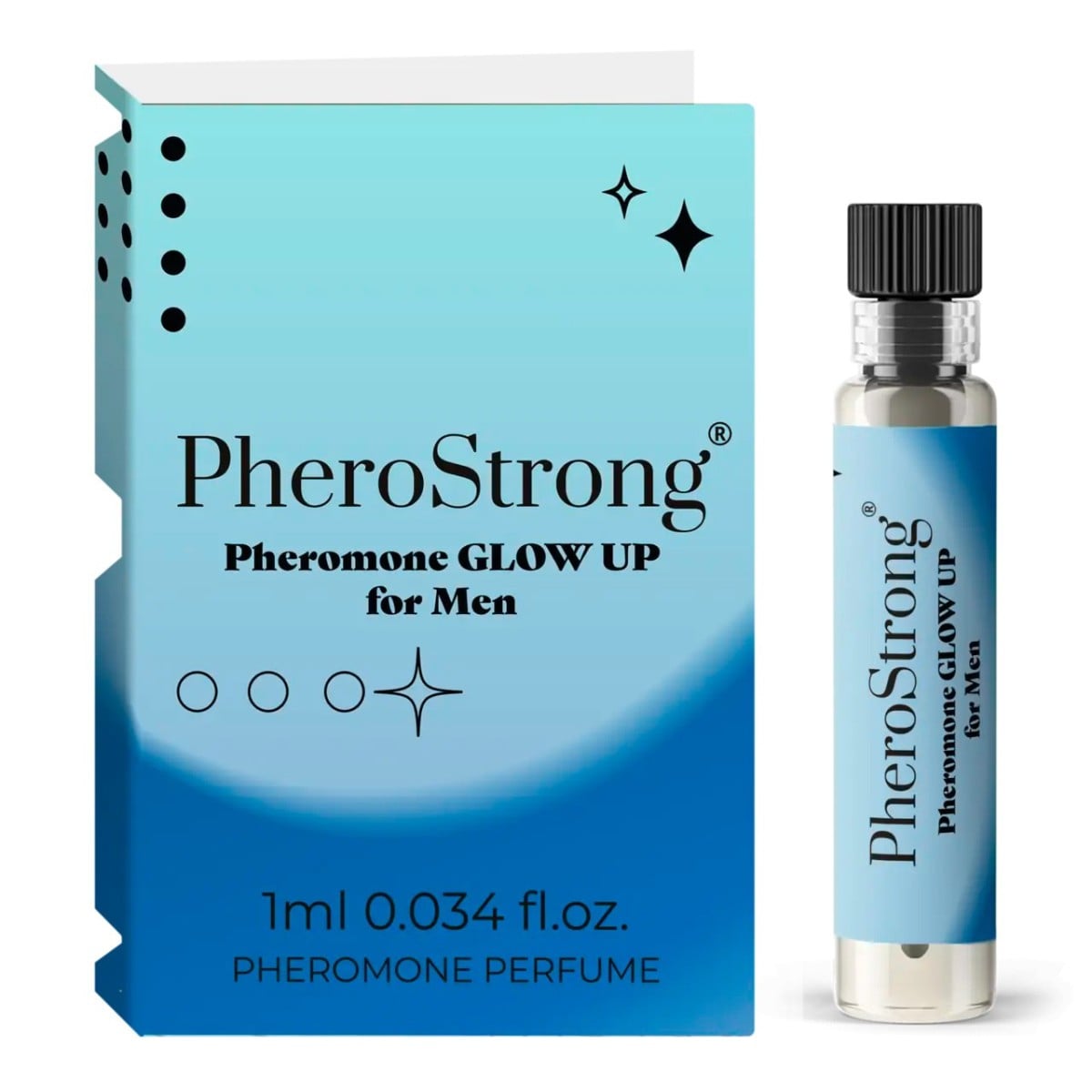 PheroStrong Glow Up for Men 1 ml, citrusově-dřevitý parfém pro zvýšení sexuální přitažlivosti