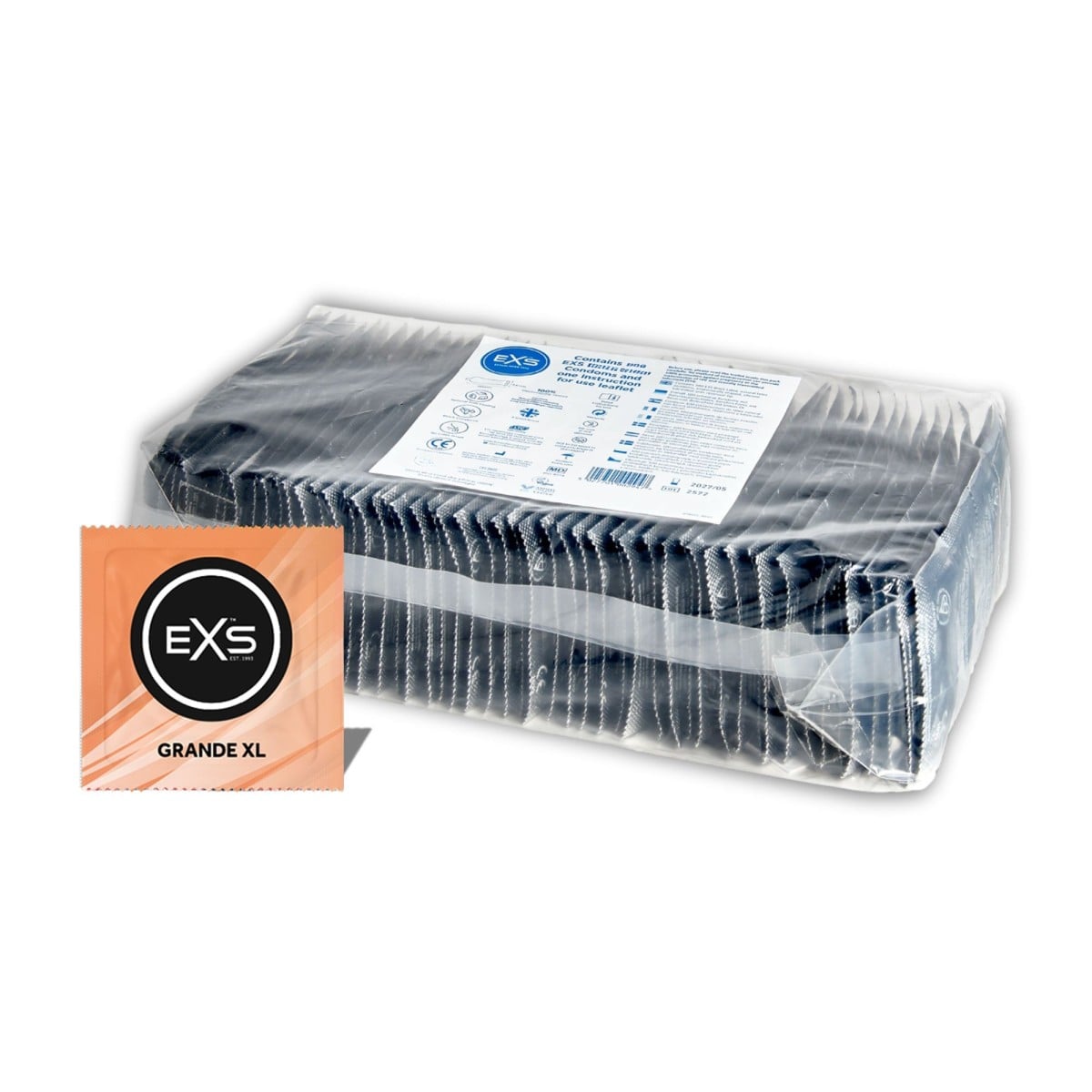 EXS Grande XL 100 Pack, extra velké veganské kondomy s nominální šířkou 64 mm
