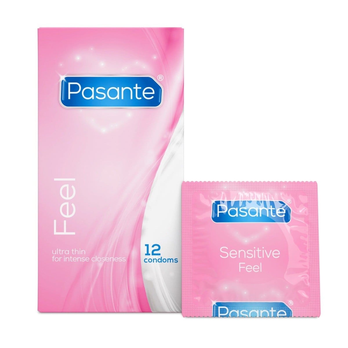 Pasante Feel Condoms 12 Pack, ultra tenké kondomy s nominální šířkou 52 mm