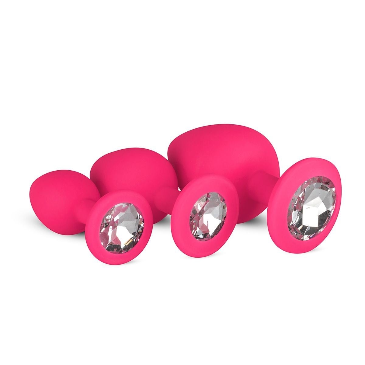 EasyToys Diamond Plug Set Pink, 3 silikonové anální kolíky