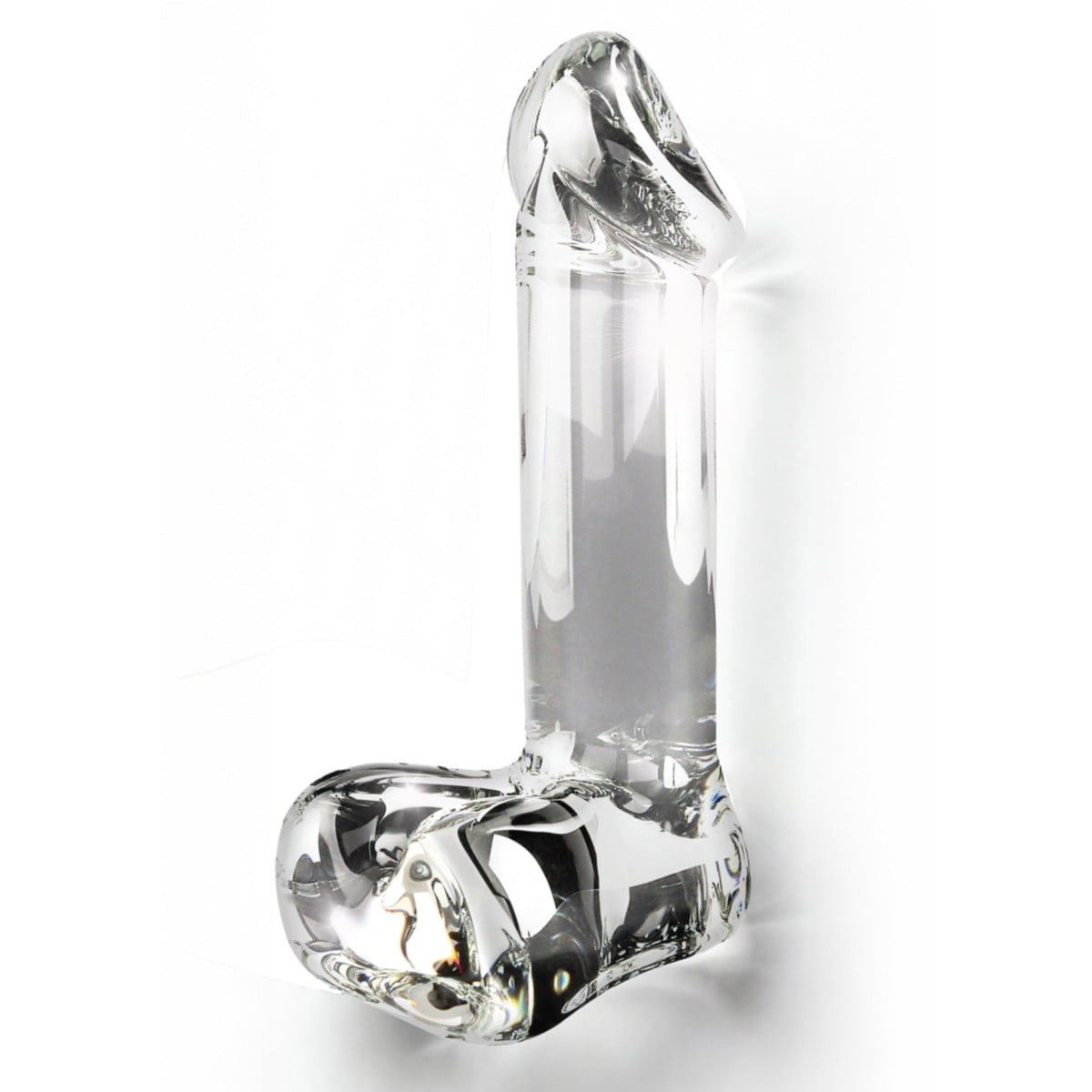 ToyJoy Glass Worxx Crystal Cock, čiré skleněné dildo s realistickým tvarem 17,5 x 3 cm