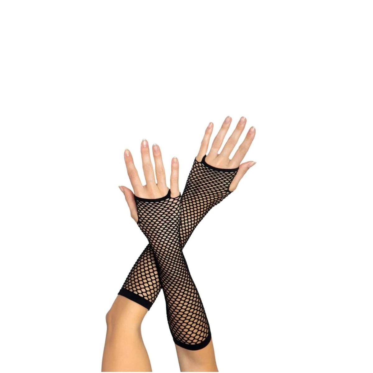 Leg Avenue Triangle Net Fingerless Gloves Black, síťované bezprstové návleky na ruce