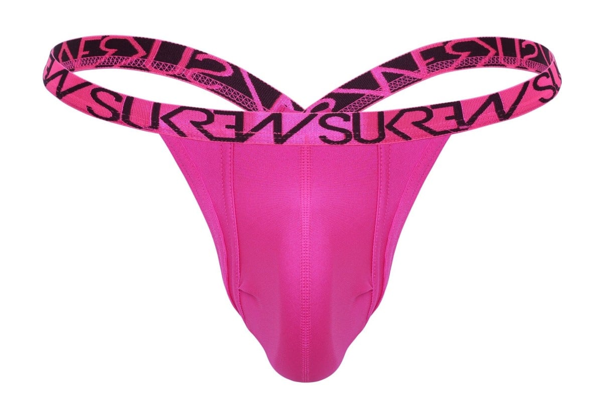 Pánská tanga Sukrew Bubble Thong Party Pink L, růžová pánská tanga