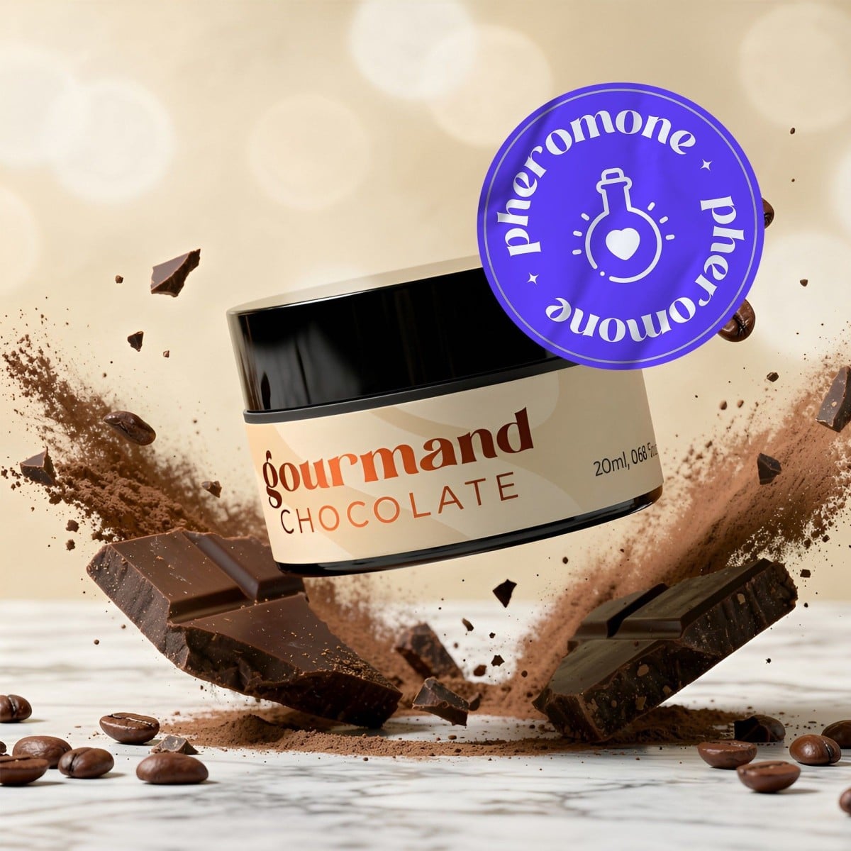 Crushious Gourmand Pheromone Massage Candle Chocolate 20 ml, afrodiziakální svíčka s vůní čokolády