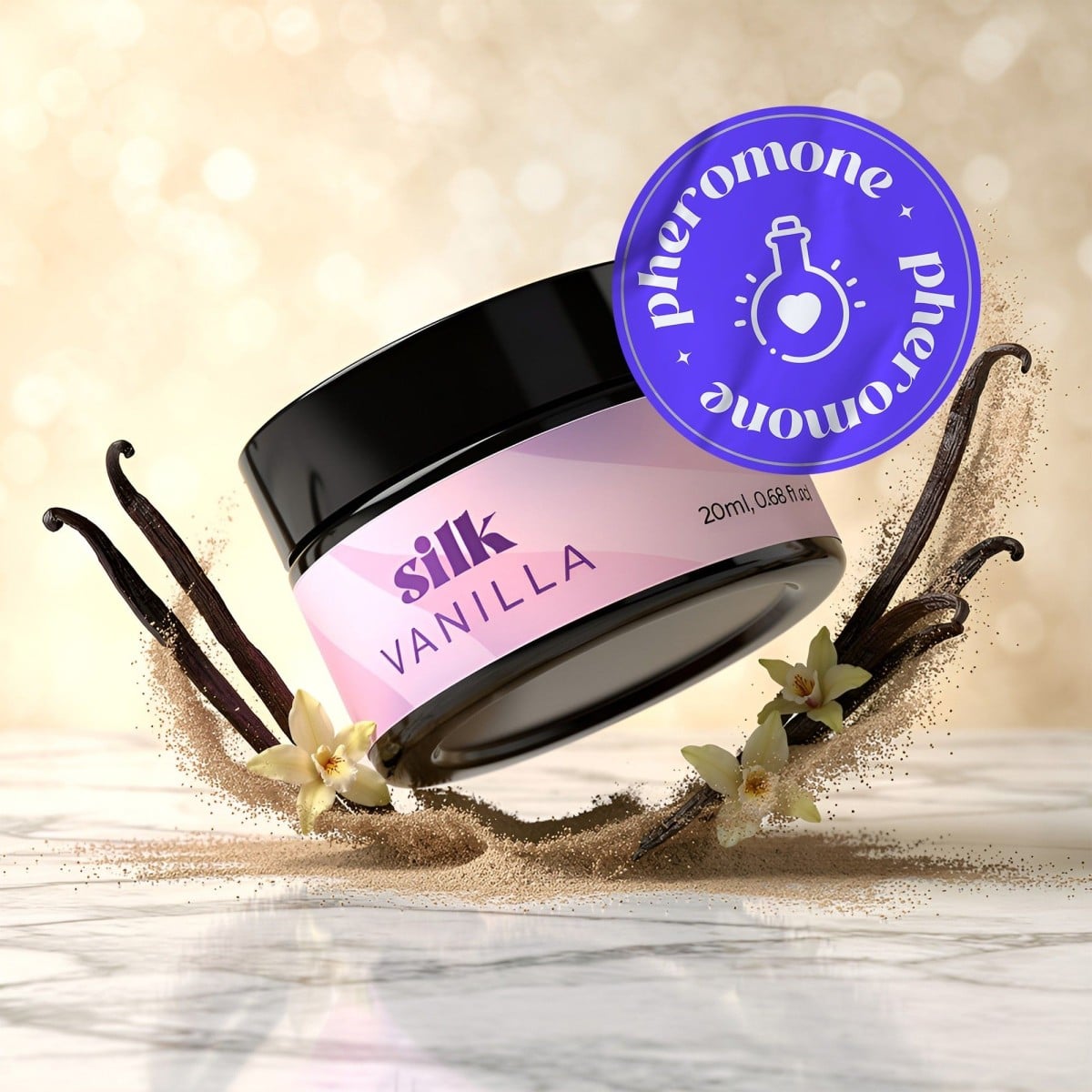 Crushious Silk Pheromone Massage Candle Vanilla 20 ml, afrodiziakální svíčka s vůní vanilky