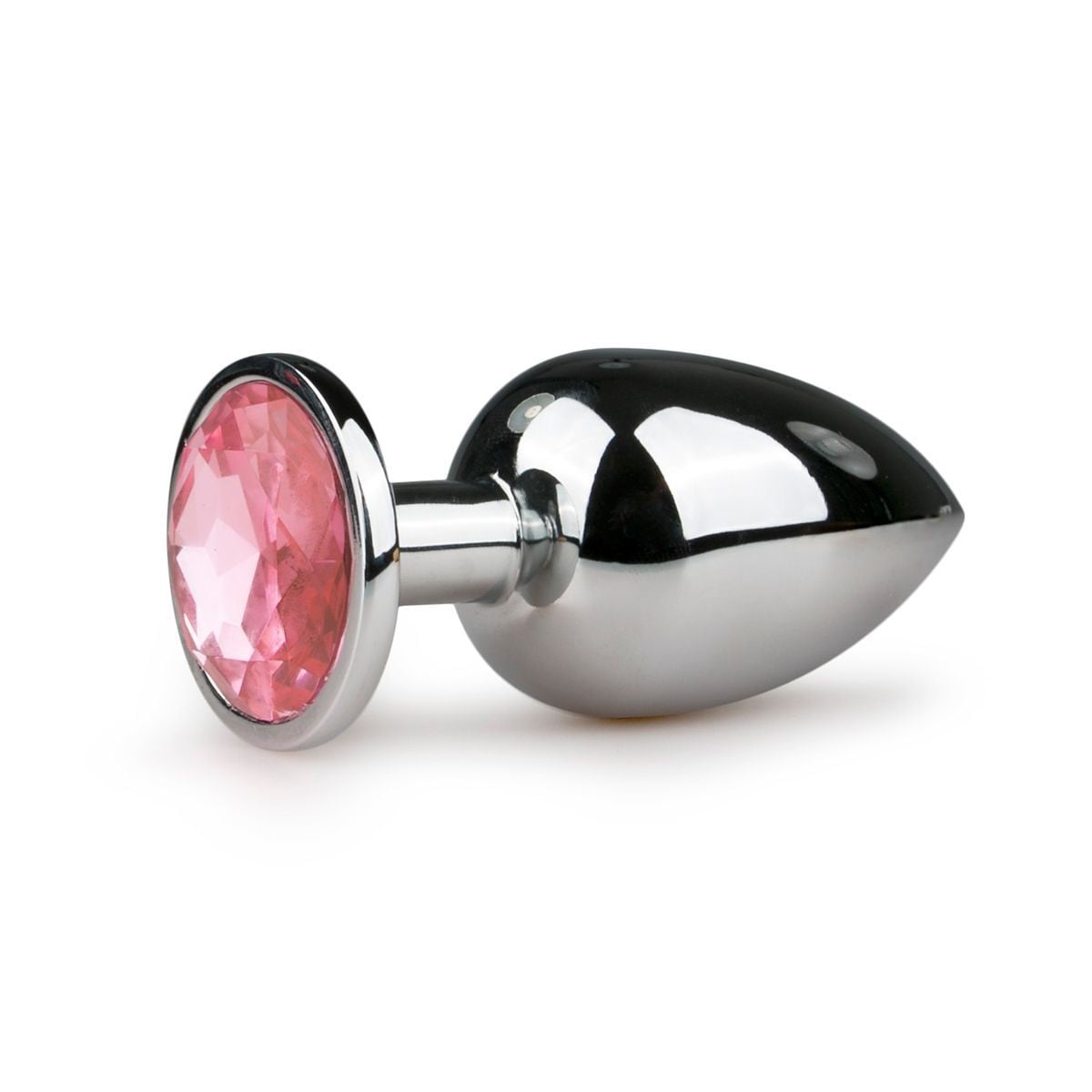 EasyToys Metal Plug Large Silver-Pink, kovový anální kolík s kamínkem 9,5 x 1,3–3,8 cm