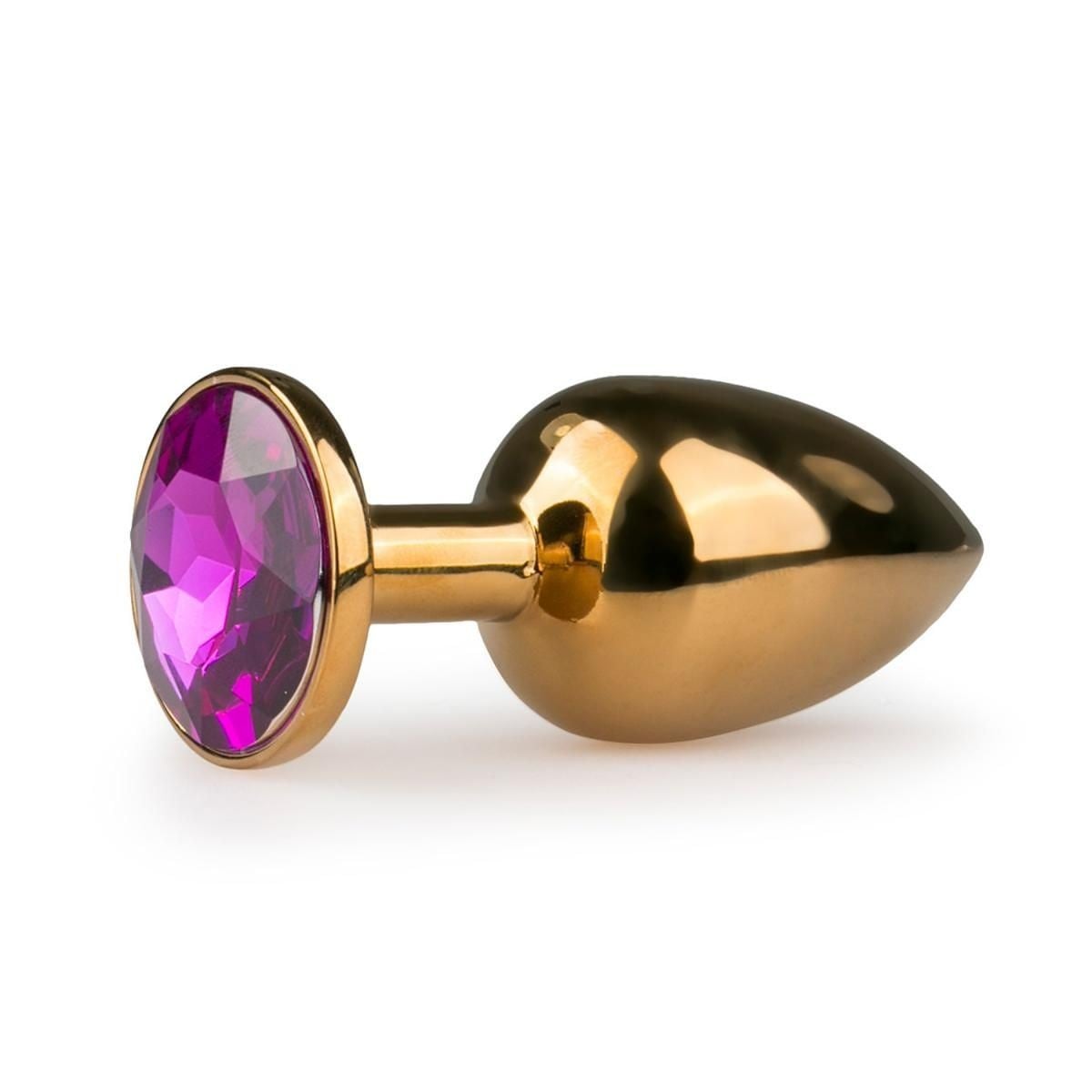 EasyToys Metal Butt Plug No. 1 Gold/Purple, kovový anální kolík 7,2 x 0,8–2,7 cm