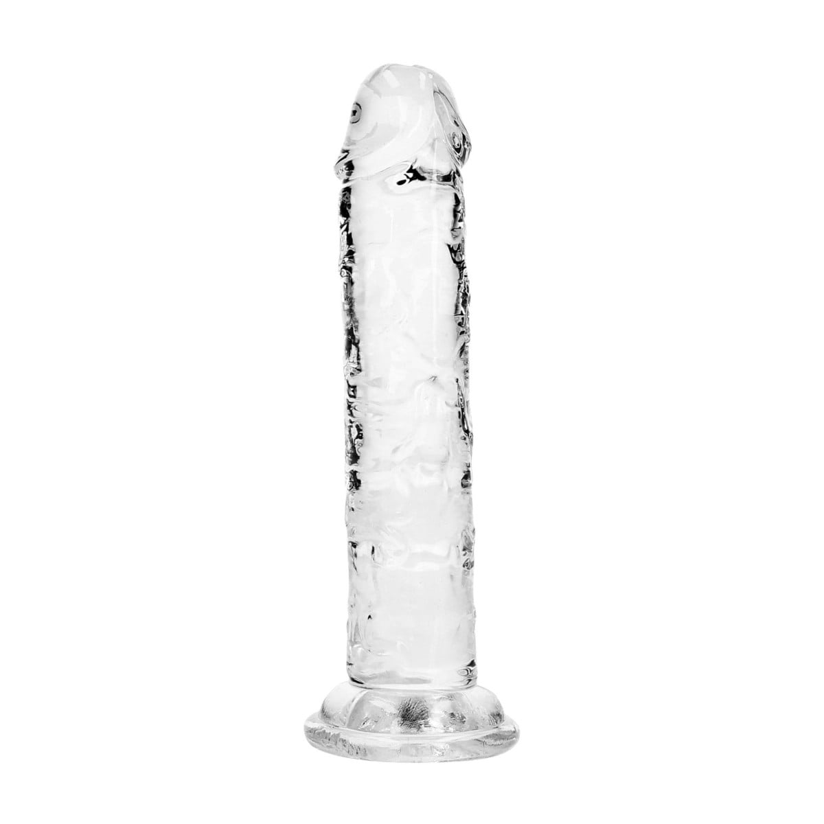 Gelové dildo RealRock Crystal Clear Realistic 5″ průhledné, dildo s přísavkou 14,5 x 2,9 cm