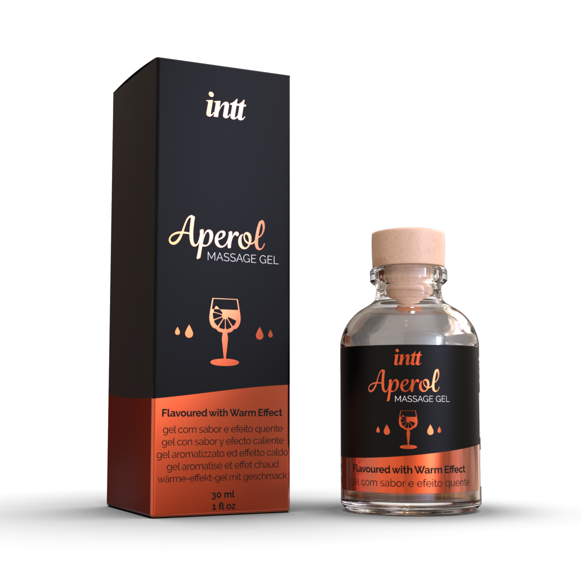 Intt Aperol Massage Gel 30 ml, masážní gel s hřejivým efektem a příchutí Aperolu