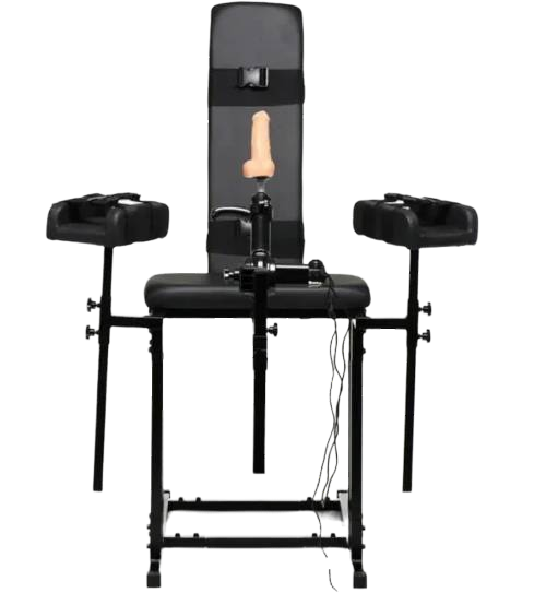 Master Series Ultimate Obedience Chair with Sex Machine Black