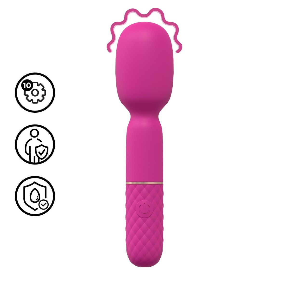 Shots Loveline Mini Wand Vibrator Pink, malá vibrační masážní hlavice