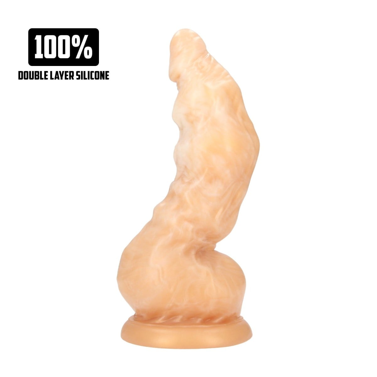 Ouch! Fiction Cocks Golden Alien Invader, silikonové dildo s přísavkou 22,6 x 3–9,2 cm