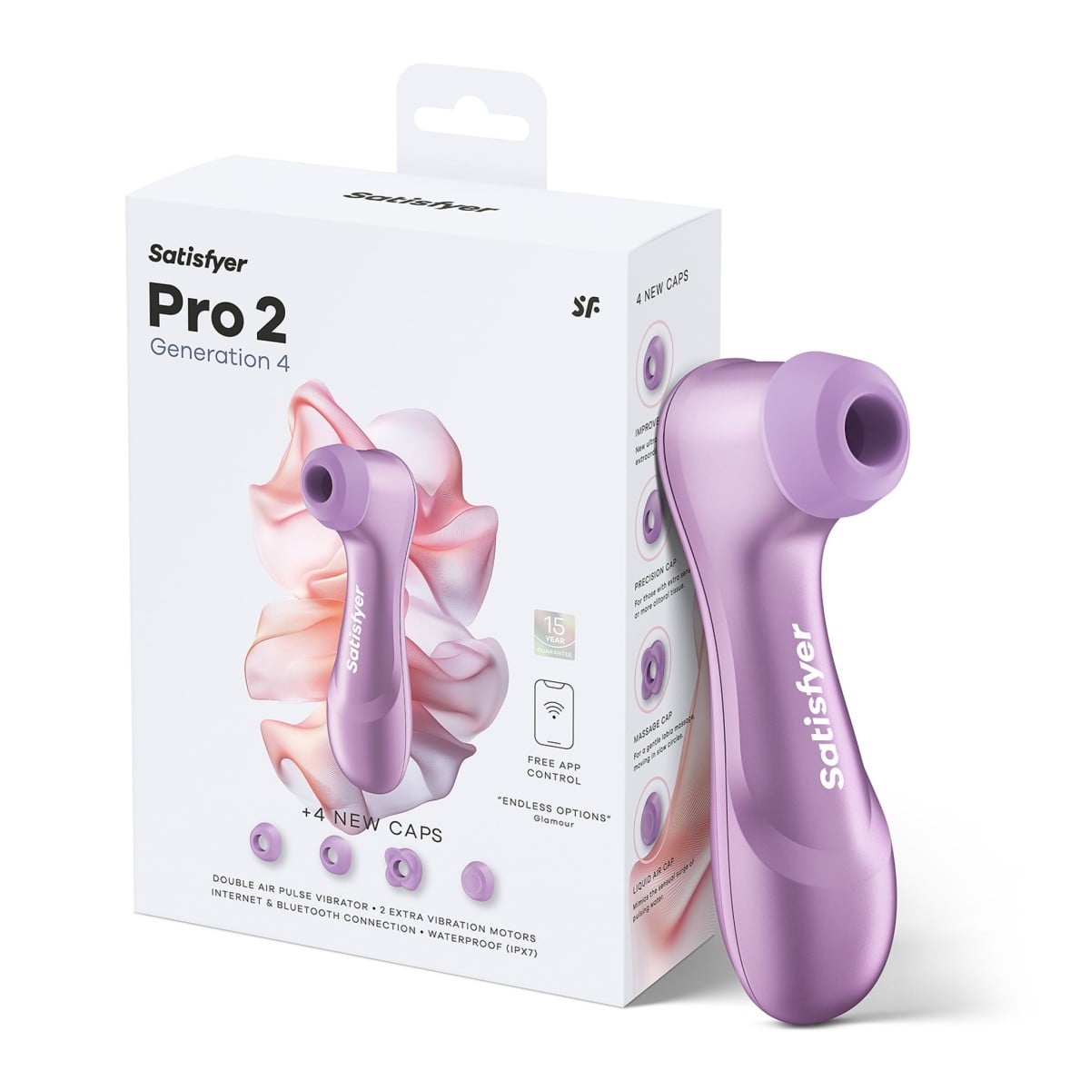 Stimulátor klitorisu Satisfyer Pro 2 Generation 4 Connect App Rose, chytrý silikonový stimulátor klitorisu s vibracemi