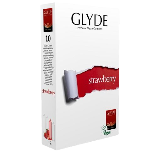 Glyde Strawberry Premium Vegan Condoms 10 ks