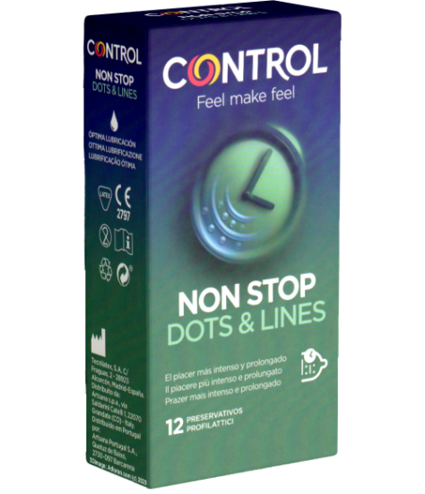 Control Single: Non Stop, 12 long love condoms with ribs and dots