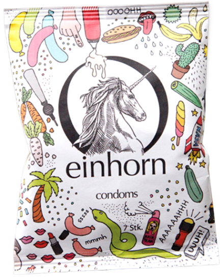 Einhorn Condoms: Penisgegenstände, 7 condoms in the chips bag
