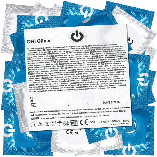 On) Bulk-Pack: Clinic, dry condoms without reservoir 100 pcs