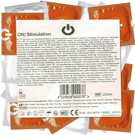 On) Bulk-Pack: Stimulation, 100 dotted condoms