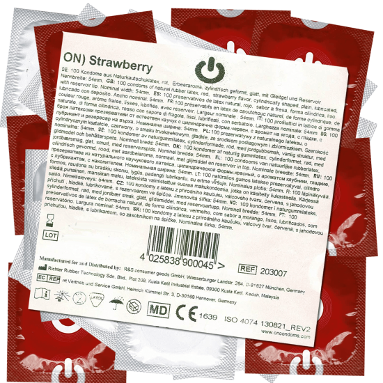 On) Bulk-Pack: Strawberry 50 red condoms