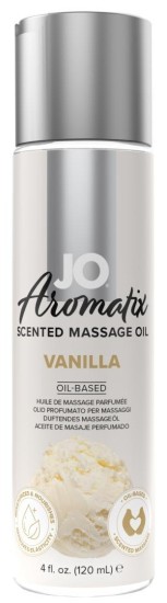 JO Aromatix vyživující veganský masážní olej vanilka 120 ml