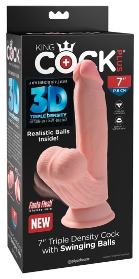 Pipedream King Cock Plus 7" Triple Density Cock with Swinging Balls Skin