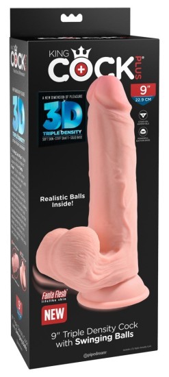 Pipedream King Cock Plus 9" Triple Density Cock with Swinging Balls Skin
