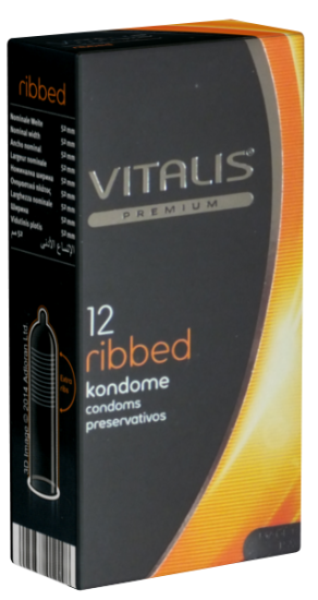 VITALIS Premium Single: Ribbed, 12 condoms